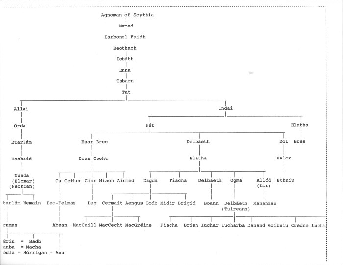 Tuatha danann danu genealogy