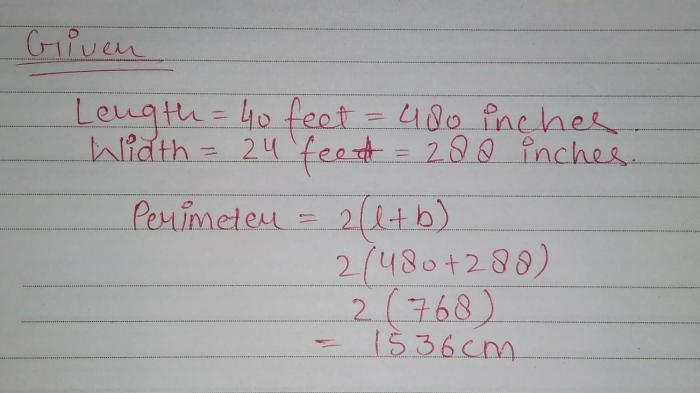 The rectangular floor of a classroom is 36 feet